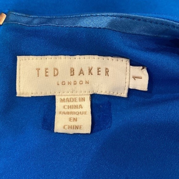 Ted Baker Blue Floral Amber Harmony Cold Shoulder Dress | Size 1 - Picture 9 of 9